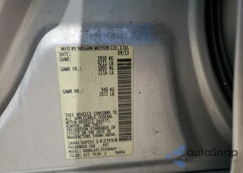 2014 Nissan Altima 2.5 from USA, damaged, VIN 1N4AL3AP2EC142998